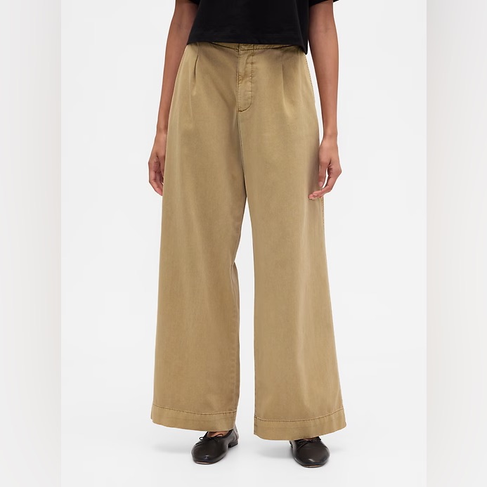 Nwt! Gap High Rise Pleated Relaxed Wide-Leg Khakis - Size Large Tall